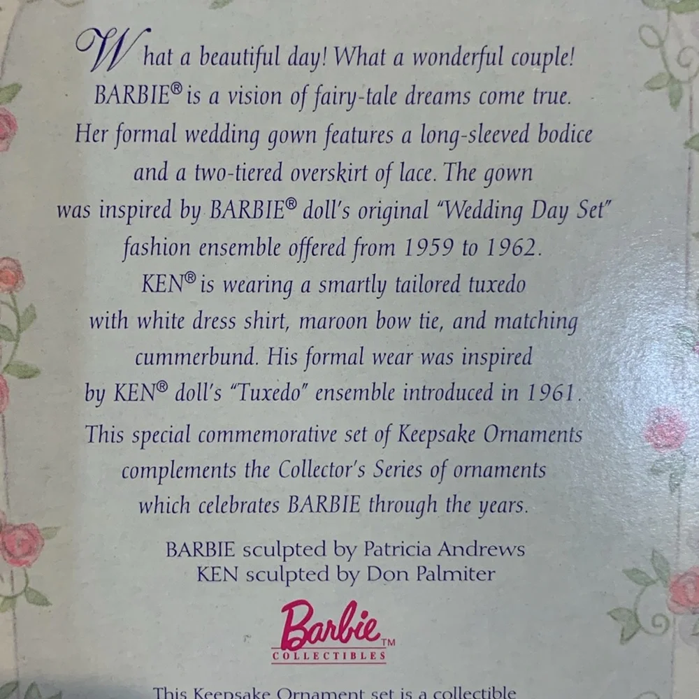 1997 Barbie Ken Wedding Day ornaments